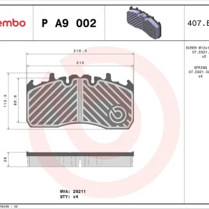 Zestaw klocków hamulcowych, hamulce tarczowe BREMBO P A9 002 Oferta