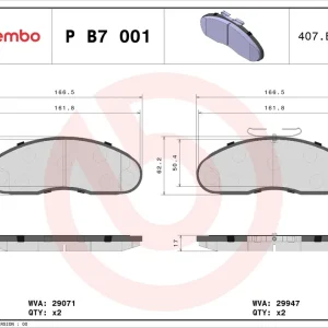 Dodaj do koszyka Zestaw klocków hamulcowych, hamulce tarczowe BREMBO P B7 001