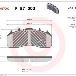 Dodaj do koszyka Zestaw klocków hamulcowych, hamulce tarczowe BREMBO P B7 003