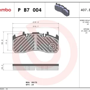 Zestaw klocków hamulcowych, hamulce tarczowe BREMBO P B7 004 Okazja