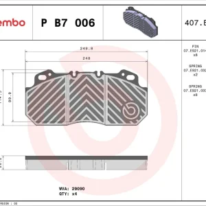 Zestaw klocków hamulcowych, hamulce tarczowe BREMBO P B7 006 Zamów teraz