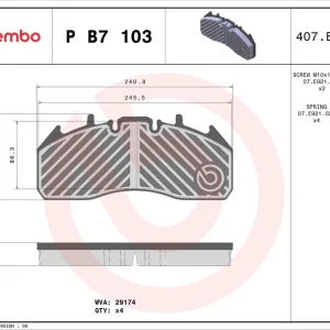 Zestaw klocków hamulcowych, hamulce tarczowe BREMBO P B7 103 Zniżka