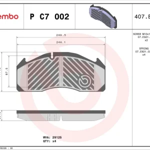 Oferta limitowana Zestaw klocków hamulcowych, hamulce tarczowe BREMBO P C7 002