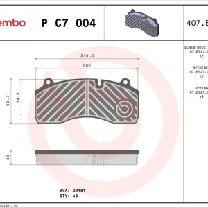 Zestaw klocków hamulcowych, hamulce tarczowe BREMBO P C7 004 Promocja