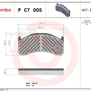 Zestaw klocków hamulcowych, hamulce tarczowe BREMBO P C7 005 Zamów teraz